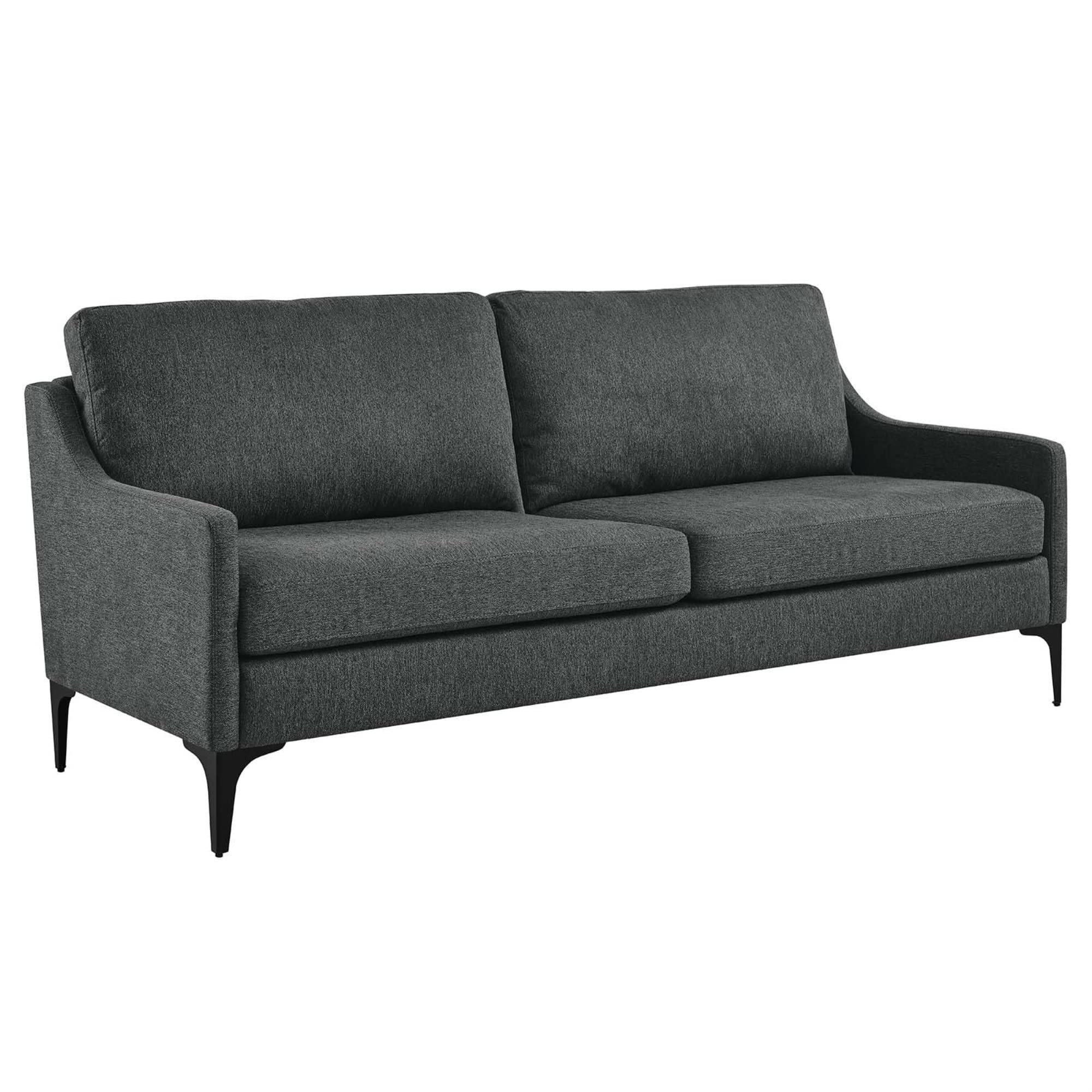Modway Corland Upholstered Fabric And Metal Sofa In Charcoal